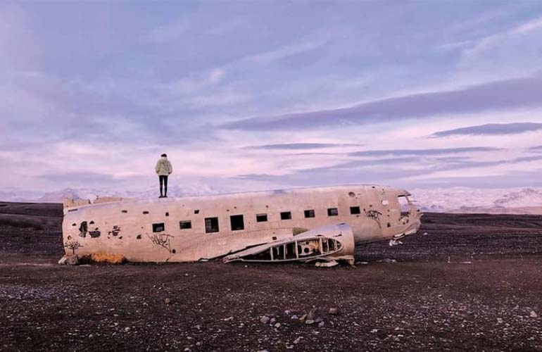 visiting plane wreck site in Iceland in December