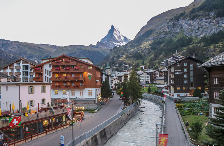 Zermatt town in night