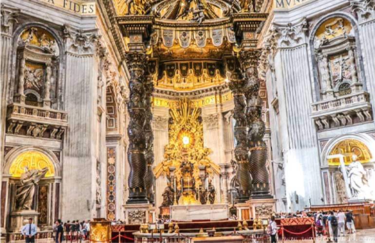 Inside the St Peters Church Rome at Vatican City Italy