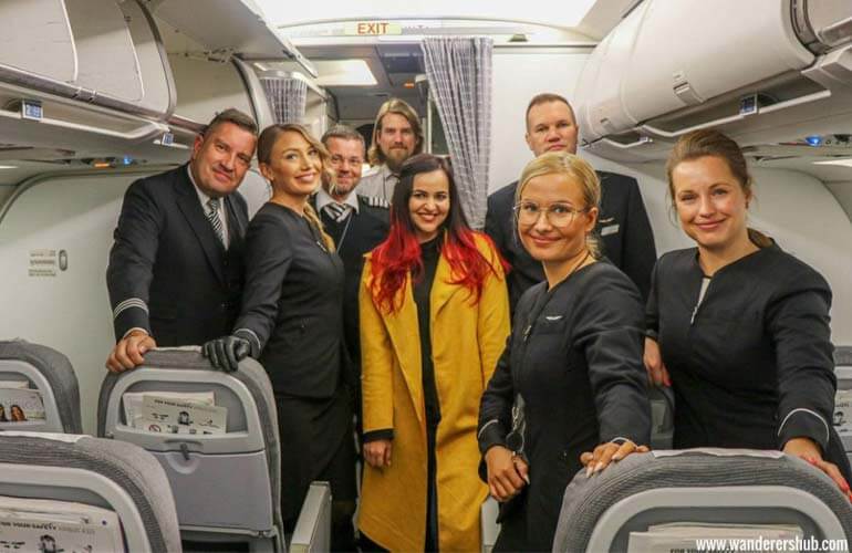 Finnair airline review with crew